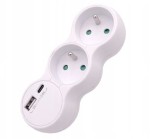 Rum-lux Rozgałęźnik Z-13 podwójny złodziejka + 2xUSB