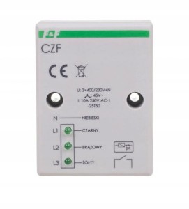 F&F CZF Czujnik zaniku i asymetrii faz, montaż natablicowy