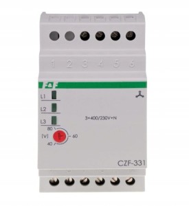 F&F CZF-331 Czujnik zaniku i asymetrii faz, styk 2NO/NC, montaż na szynie DIN