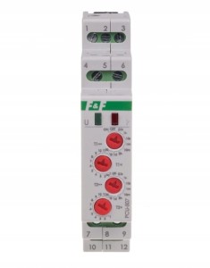 F&F PCU-507 Przekaźnik czasowy 2-funkcyjny (nastawa 2 czasów T1 T2, styk: 2xNO/NC 230V