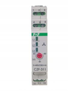 F&F CZF-311 Czujnik zaniku i asymetrii faz z regulowanym progiem asymetrii nap., montaż na szynie DIN