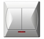 OSPEL ŁP-2AS/00 AKCENT Łącznik dwugrupowy świecznikowy z podświetleniem pomarańczowym - kolor biały