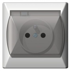 OSPEL AKCENT GPH-1AZ/00/d Gniazdo 2p+z bryzgoszczelne z uziemieniem IP-44 białe wieczko przezroczyste