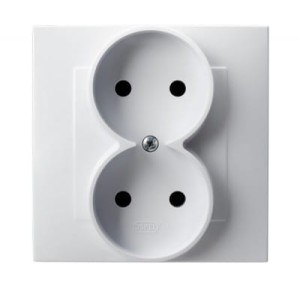 OSPEL GP-2Z/00 SZAFIR Gniazdo podwójne kompletne z ramką - kolor biały