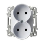 OSPEL GP-2ZR/M/00 SZAFIR Gniazdo podwójne moduł bez ramki - kolor biały