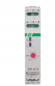 F&F BIS-413-LED Przekaźnik bistabilny z wyłącznikiem czasowym, na szynę DIN, z przekaźnikiem inrush 160A/20ms