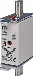 ETI 004181213 Wkładka topikowa przemysłowa zwłoczna KOMBI NH00 gG 80A/500V